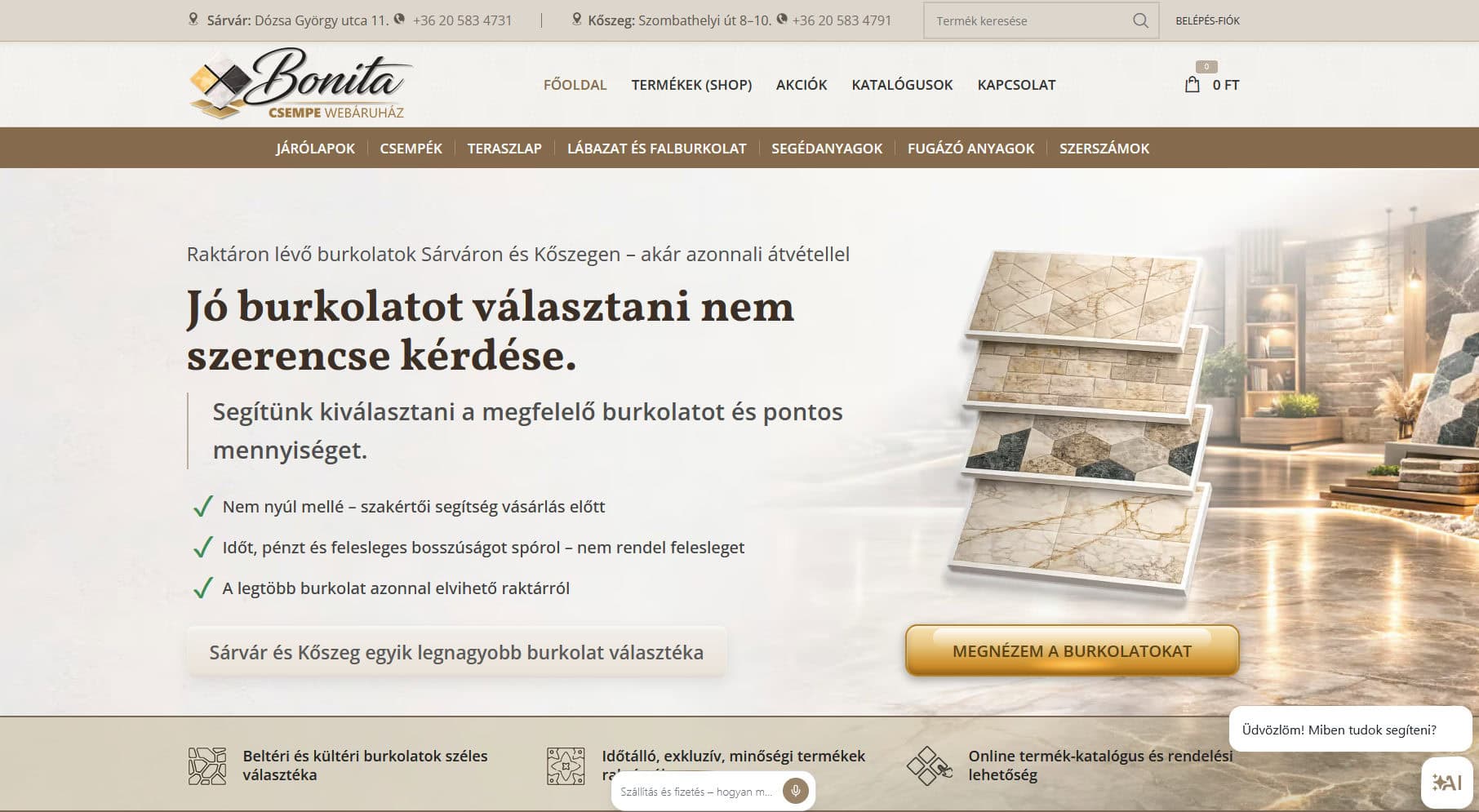 Bonita csempe- Webshop
