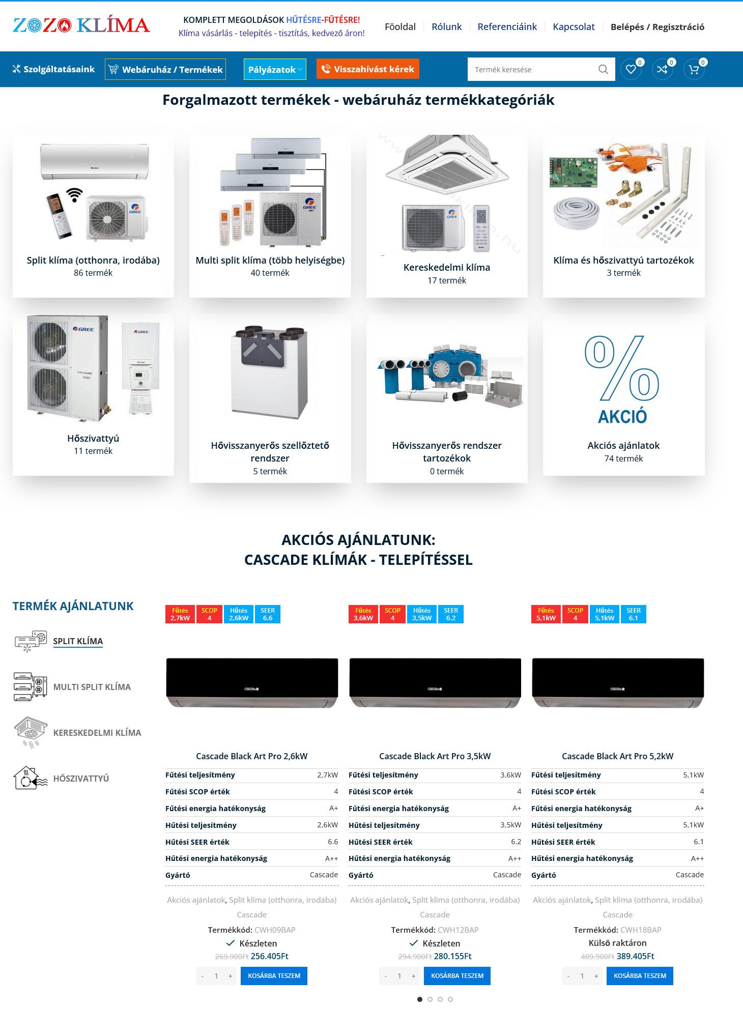 Zozo klíma- webshop